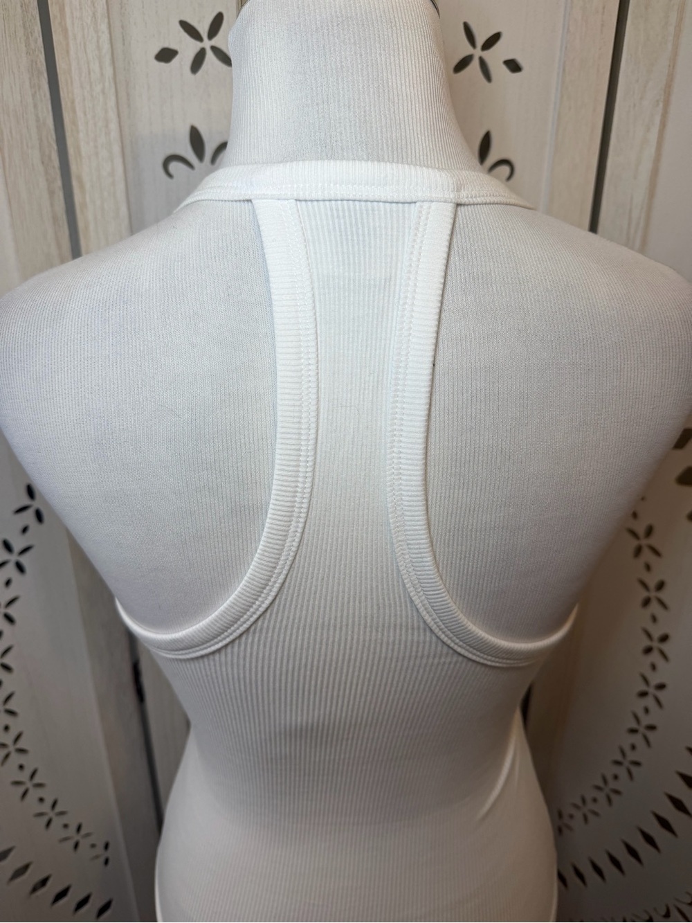 White Ribbed Halter Racerback Tank Top - Picture 5 of 8